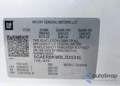 2020 Buick Enclave Fwd Essence from USA, damaged, VIN 5GAERBKW3LJ115345